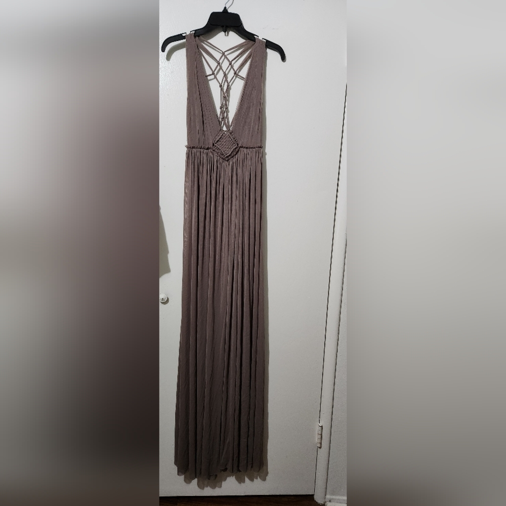 Taupe Backless Maxi Dress Large